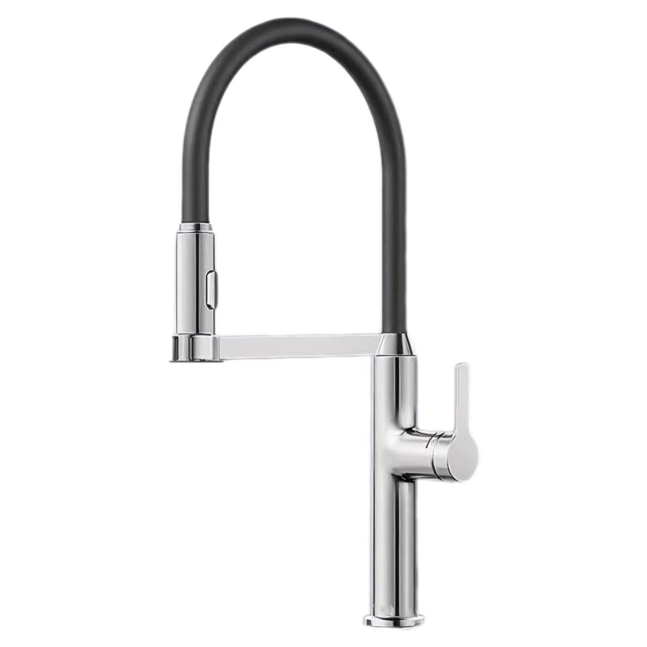 Siliconen gebogen buiskraan met één handgreep voor warm en koud water